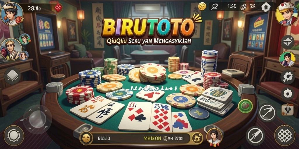 Screenshot utama BIRUTOTO menampilkan pemain yang sedang asyik bermain QiuQiu.