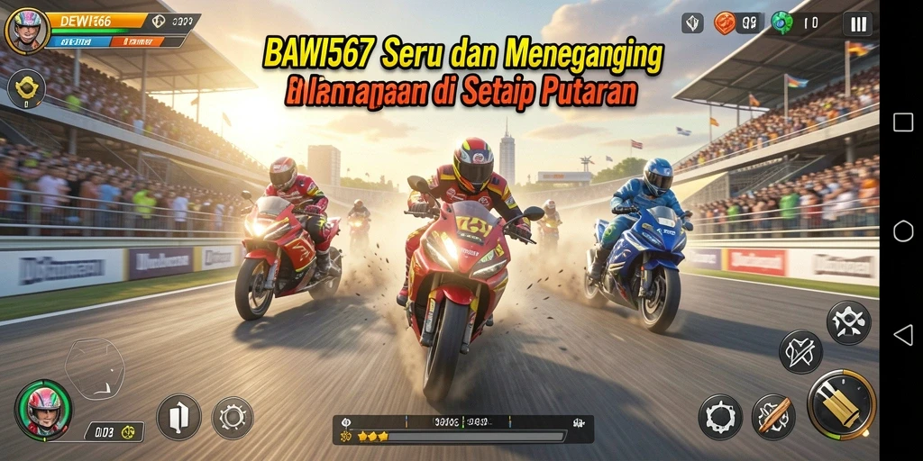 Tampilan gameplay DEWI567 yang menarik dan menegangkan saat balapan.