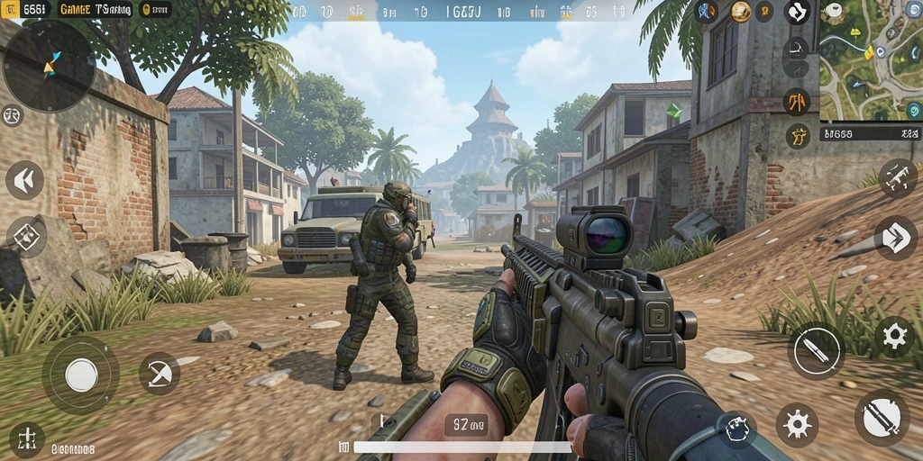 Tampilan gameplay seru G668 dengan aksi menembak yang intens.