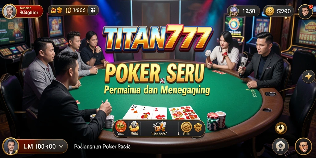 Tampilan gameplay TITAN777 dengan pemain poker berkompetisi.